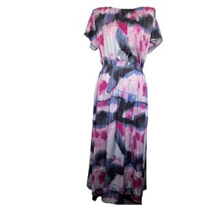 Soft Surrounding Maxi Dress Women S Pink Blue Abstract Watercolor Boho NWOT